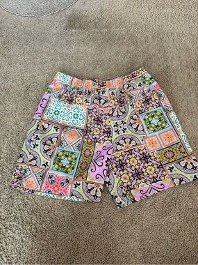 Johnny Was Men’s Lanthe Pull On Swim Trunks Purple Mosaic Size Medium NWT
